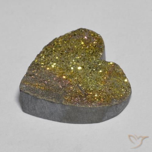 Pirite Arcobaleno Multicolore naturale da 9.02 ct, Cuore, Opaco