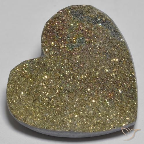 29.66ct Naturale Multicolore Pirite Arcobaleno, Cuore, Opaco