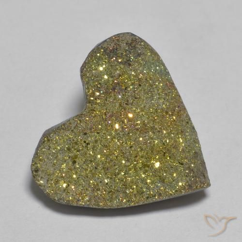9.00ct Naturale Multicolore Pirite Arcobaleno, Cuore, Opaco