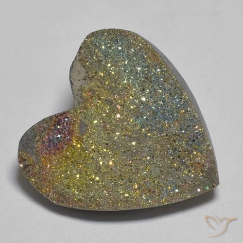 Pirite Arcobaleno Multicolore naturale da 10.02 ct, Cuore, Opaco