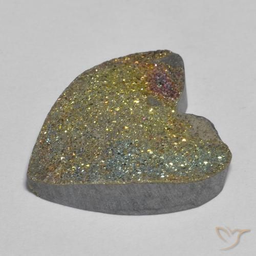 Pirite Arcobaleno Multicolore naturale da 10.02 ct, Cuore, Opaco