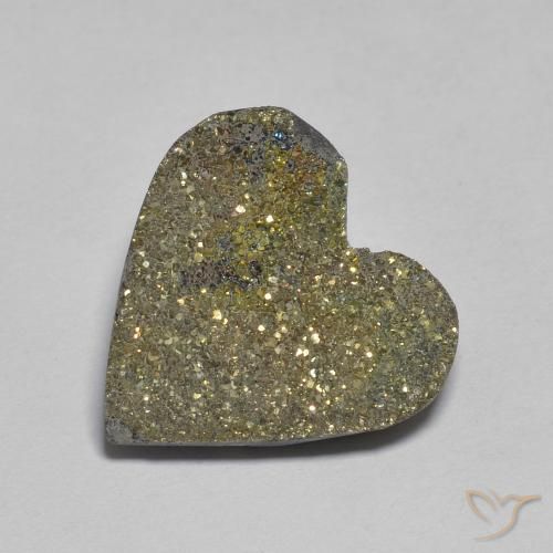 6.09ct Naturale Multicolore Pirite Arcobaleno, Cuore, Opaco