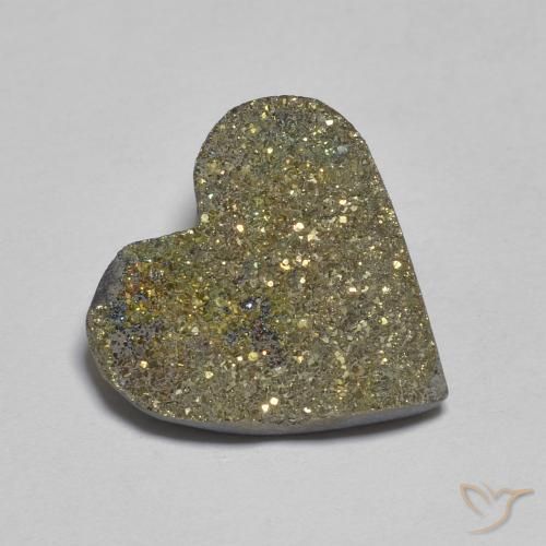 Pirite Arcobaleno Multicolore naturale da 6.09 ct, Cuore, Opaco