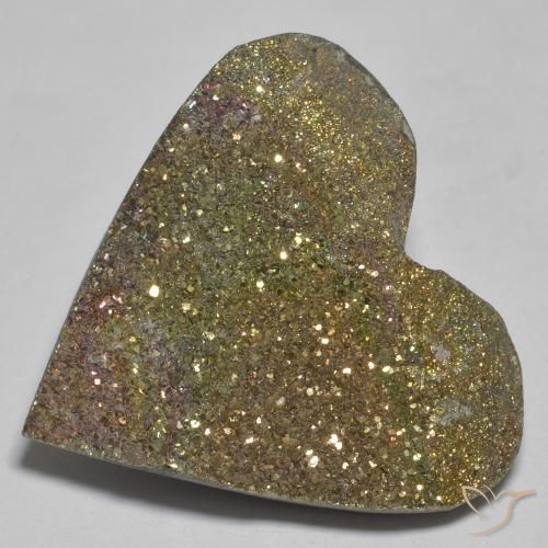 26.42ct Naturale Multicolore Pirite Arcobaleno, Cuore, Opaco
