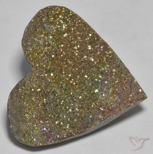 Pirite Arcobaleno Multicolore naturale da 26.42 ct, Cuore, Opaco