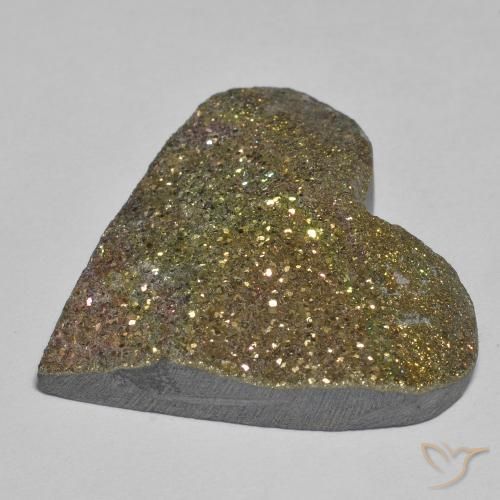 Pirite Arcobaleno Multicolore naturale da 26.42 ct, Cuore, Opaco