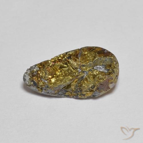 Pirite arcobaleno naturale multicolore da 4,97 ct, forma fantasia, opaco
