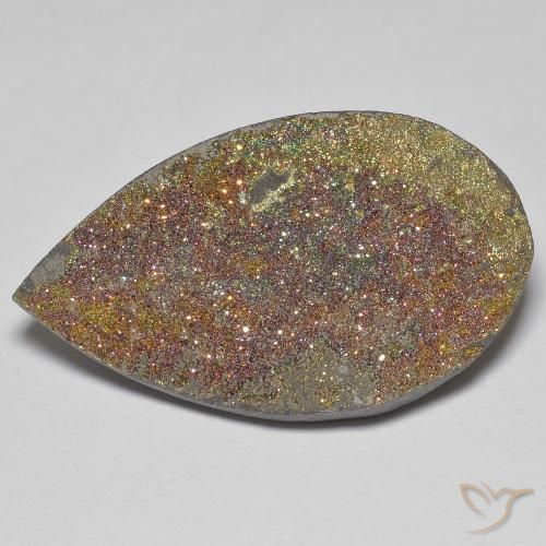 24.25ct Naturale Multicolore Pirite Arcobaleno, Forma a pera, Opaco