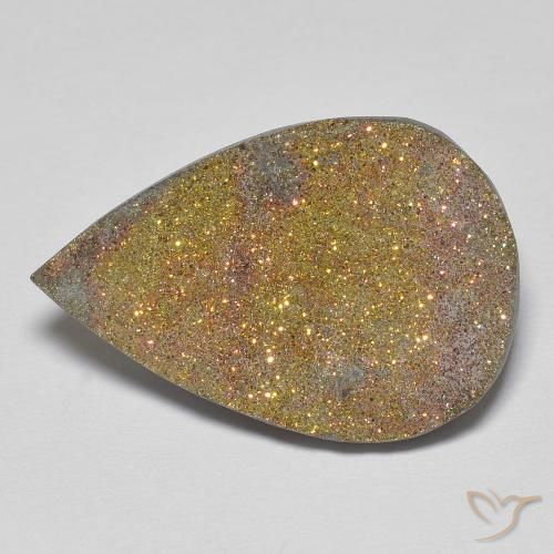13.57ct Naturale Multicolore Pirite Arcobaleno, Forma a pera, Opaco