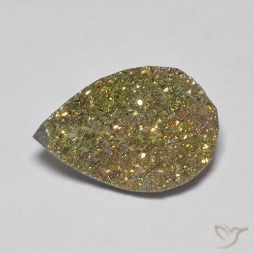 4.77ct Naturale Multicolore Pirite Arcobaleno, Forma a pera, Opaco