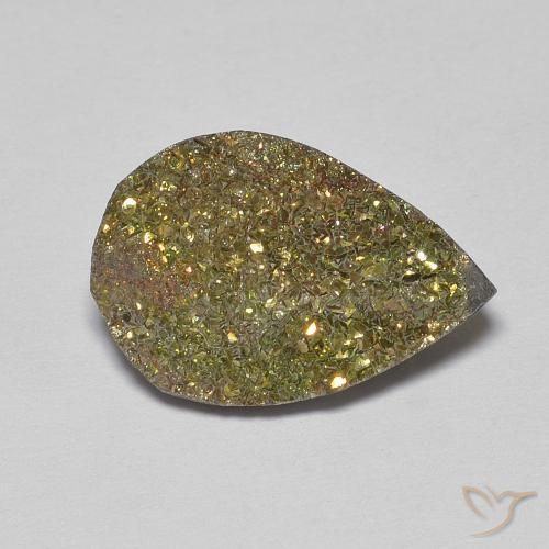 Pirite Arcobaleno Multicolore naturale da 4.77 ct, Forma a pera, Opaco