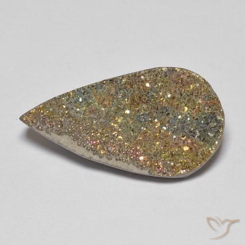 8.68ct Naturale Multicolore Pirite Arcobaleno, Forma a pera, Opaco