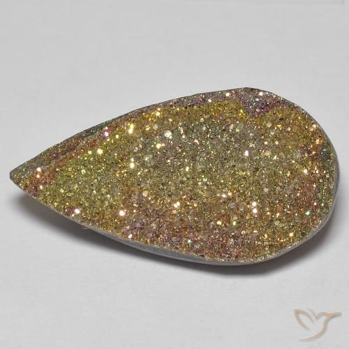 12.27ct Naturale Multicolore Pirite Arcobaleno, Forma a pera, Opaco