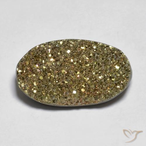 10.10ct Naturale Multicolore Pirite Arcobaleno, Ovale, Opaco