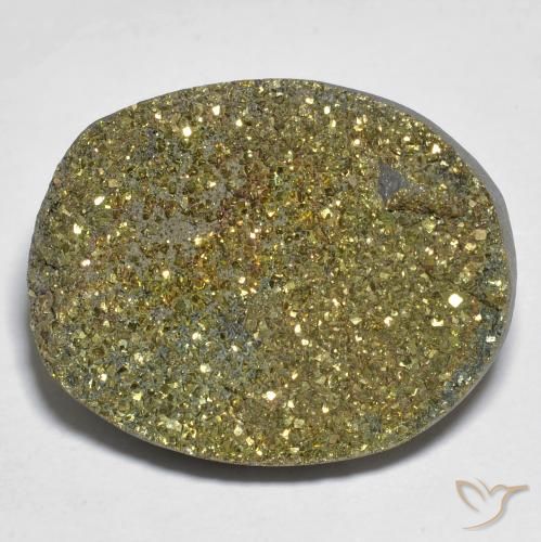 20.95ct Naturale Multicolore Pirite Arcobaleno, Ovale, Opaco