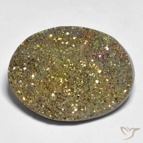 19.53ct Naturale Multicolore Pirite Arcobaleno, Ovale, Opaco