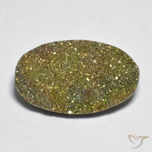 10.83ct Naturale Multicolore Pirite Arcobaleno, Ovale, Opaco