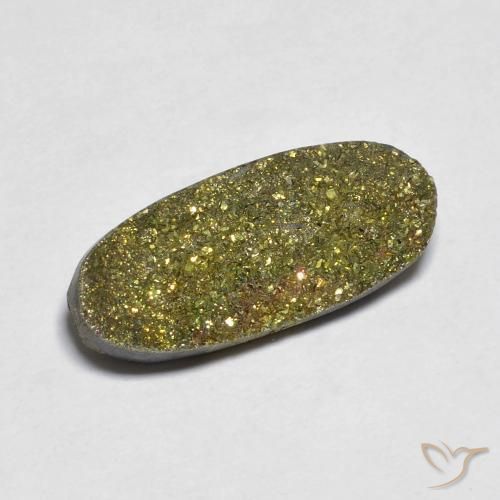 7.24ct Naturale Multicolore Pirite Arcobaleno, Ovale, Opaco