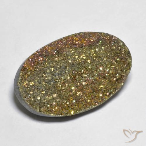Pirite Arcobaleno Multicolore naturale da 14.61 ct, Ovale, Opaco