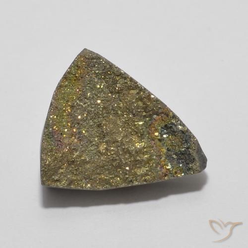 4.89ct Naturale Multicolore Pirite Arcobaleno, Taglio trillion, Opaco