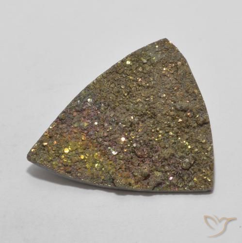 7.81ct Naturale Multicolore Pirite Arcobaleno, Taglio trillion, Opaco