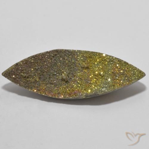 6.89ct Naturale Multicolore Pirite Arcobaleno, Taglio marquise, Opaco