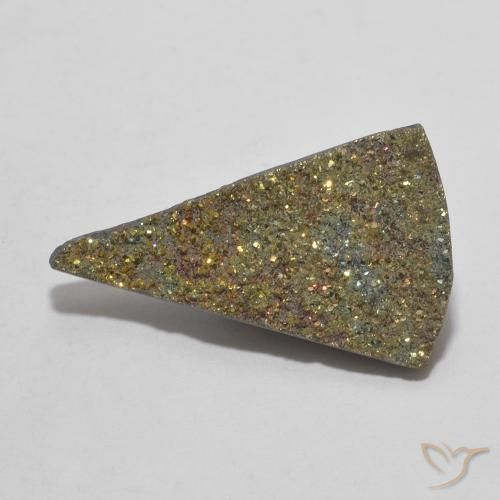 4.43ct Naturale Multicolore Pirite Arcobaleno, Taglio trillion, Opaco