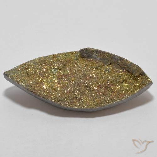 13.66ct Naturale Multicolore Pirite Arcobaleno, Taglio marquise, Opaco