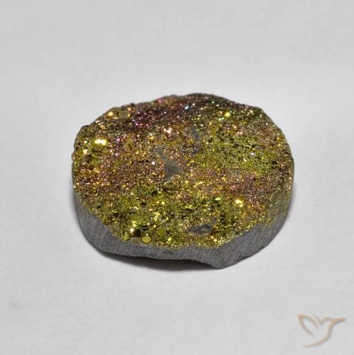 Pirite arcobaleno naturale multicolore da 5,14 ct, taglio rotondo, opaco