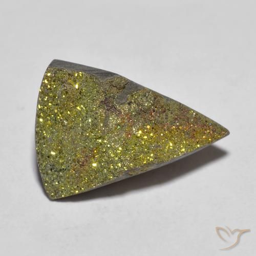 5.95ct Naturale Multicolore Pirite Arcobaleno, Taglio trillion, Opaco