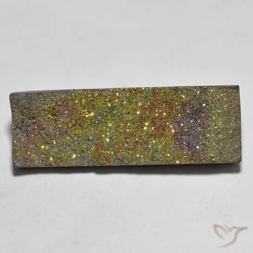 Pirite Arcobaleno Multicolore naturale da 10.42 ct, Taglio a baguette, Opaco
