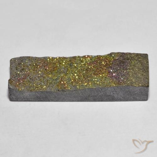 Pirite Arcobaleno Multicolore naturale da 10.42 ct, Taglio a baguette, Opaco