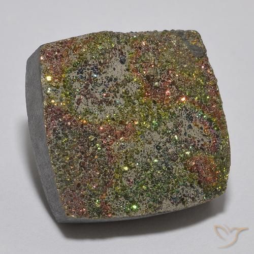 Pirite Arcobaleno Multicolore naturale da 9.32 ct, Quadrato, Opaco