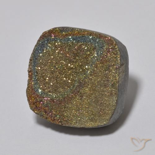 Pirite Arcobaleno Multicolore naturale da 10.04 ct, Cuscino, Opaco