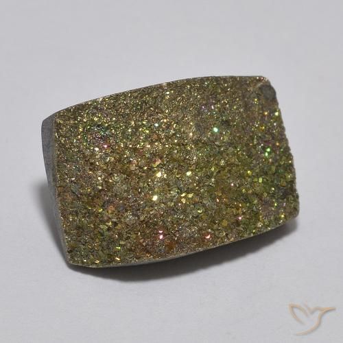 Pirite Arcobaleno Multicolore naturale da 5.28 ct, Taglio a baguette, Opaco