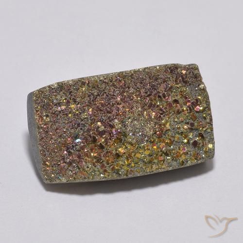 Pirite Arcobaleno Multicolore naturale da 7.91 ct, Taglio a baguette, Opaco