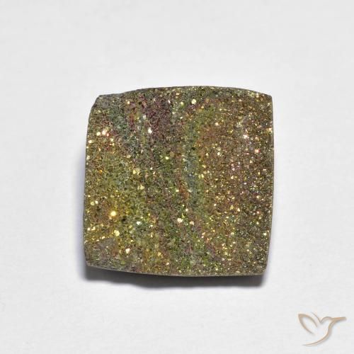 8.26ct Naturale Multicolore Pirite Arcobaleno, Quadrato, Opaco