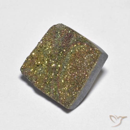 Pirite Arcobaleno Multicolore naturale da 8.26 ct, Quadrato, Opaco