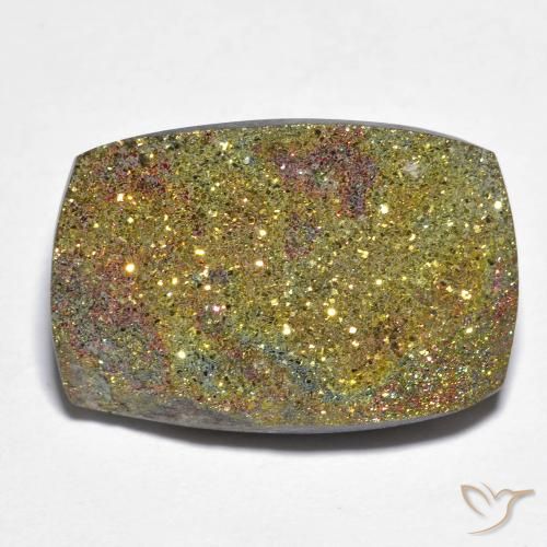 18.08ct Naturale Multicolore Pirite Arcobaleno, Taglio a baguette, Opaco
