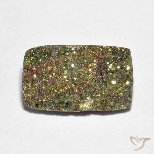 Pirite arcobaleno naturale multicolore da 4,15 ct, baguette, opaco