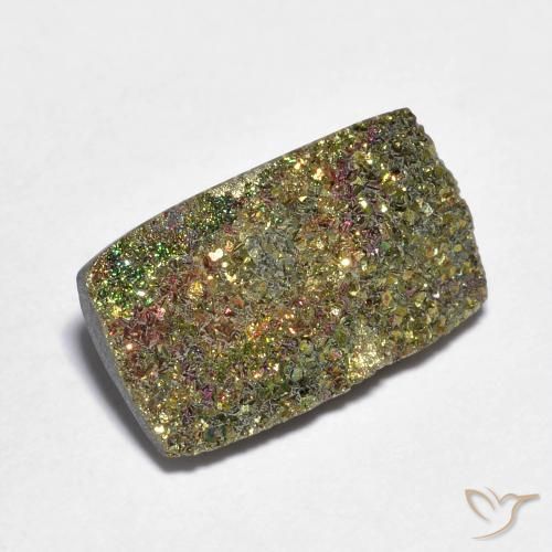 Pirite arcobaleno naturale multicolore da 4,15 ct, baguette, opaco