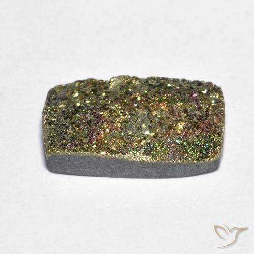 Pirite arcobaleno naturale multicolore da 4,15 ct, baguette, opaco