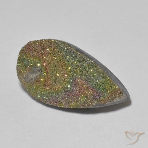 8.03ct Naturale Multicolore Pirite Arcobaleno, Forma a pera, Opaco