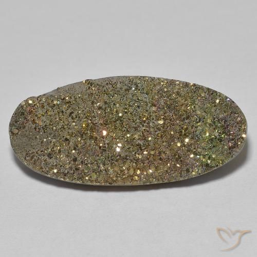 9.77ct Naturale Multicolore Pirite Arcobaleno, Ovale, Opaco