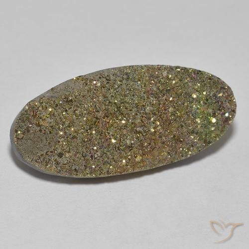 Pirite Arcobaleno Multicolore naturale da 9.77 ct, Ovale, Opaco