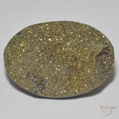 18.68ct Naturale Multicolore Pirite Arcobaleno, Ovale, Opaco