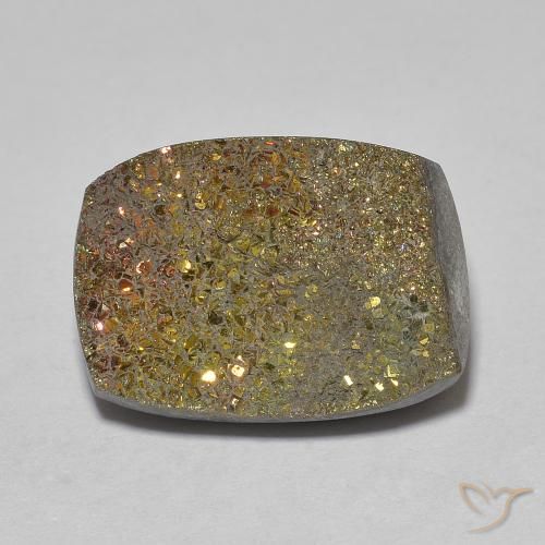 8.00ct Naturale Multicolore Pirite Arcobaleno, Cuscino, Opaco