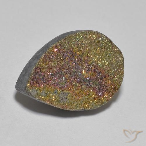 Pirite Arcobaleno Multicolore naturale da 6.65 ct, Forma a pera, Opaco