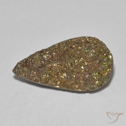 5.38ct Naturale Multicolore Pirite Arcobaleno, Forma a pera, Opaco