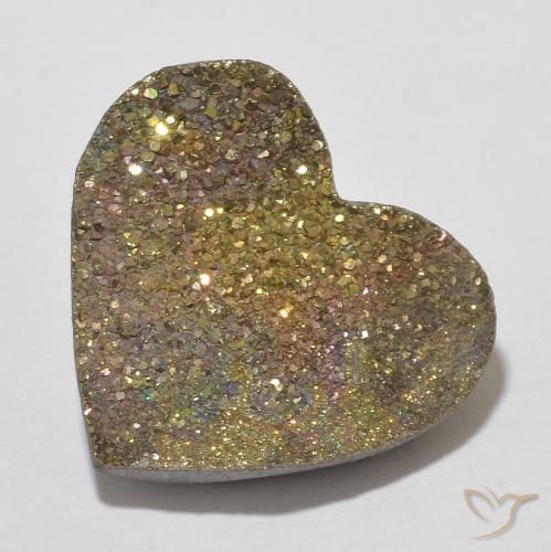 7.36ct Naturale Multicolore Pirite Arcobaleno, Cuore, Opaco